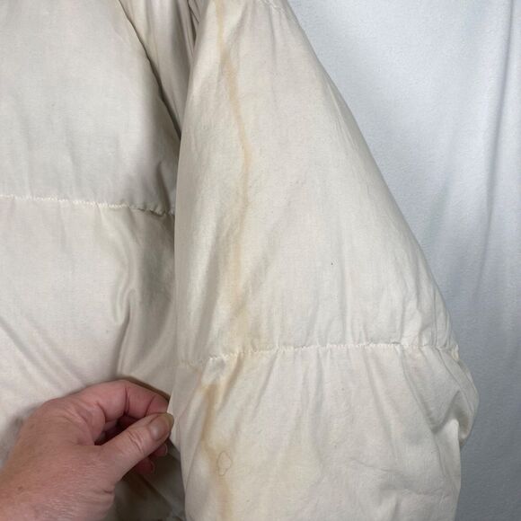 Vintage Excalibur Down Filled Reversible Bomber Jacket Ivory Plaid 80s 90s - Picture 11 of 16